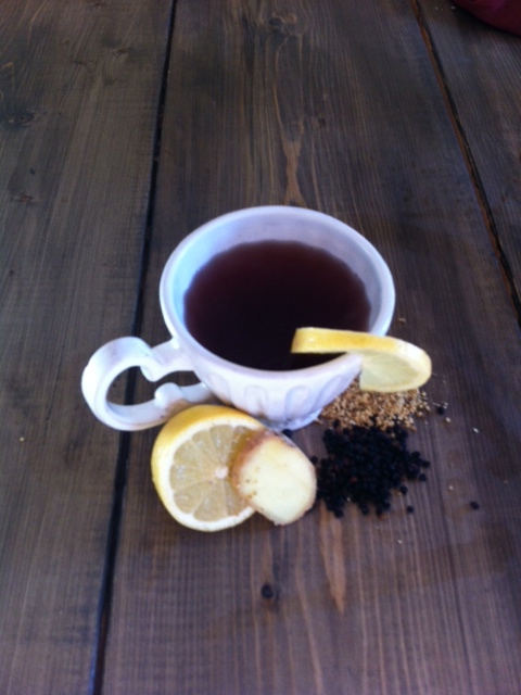 Elderberry and Elderflower Lemon Ginger tea