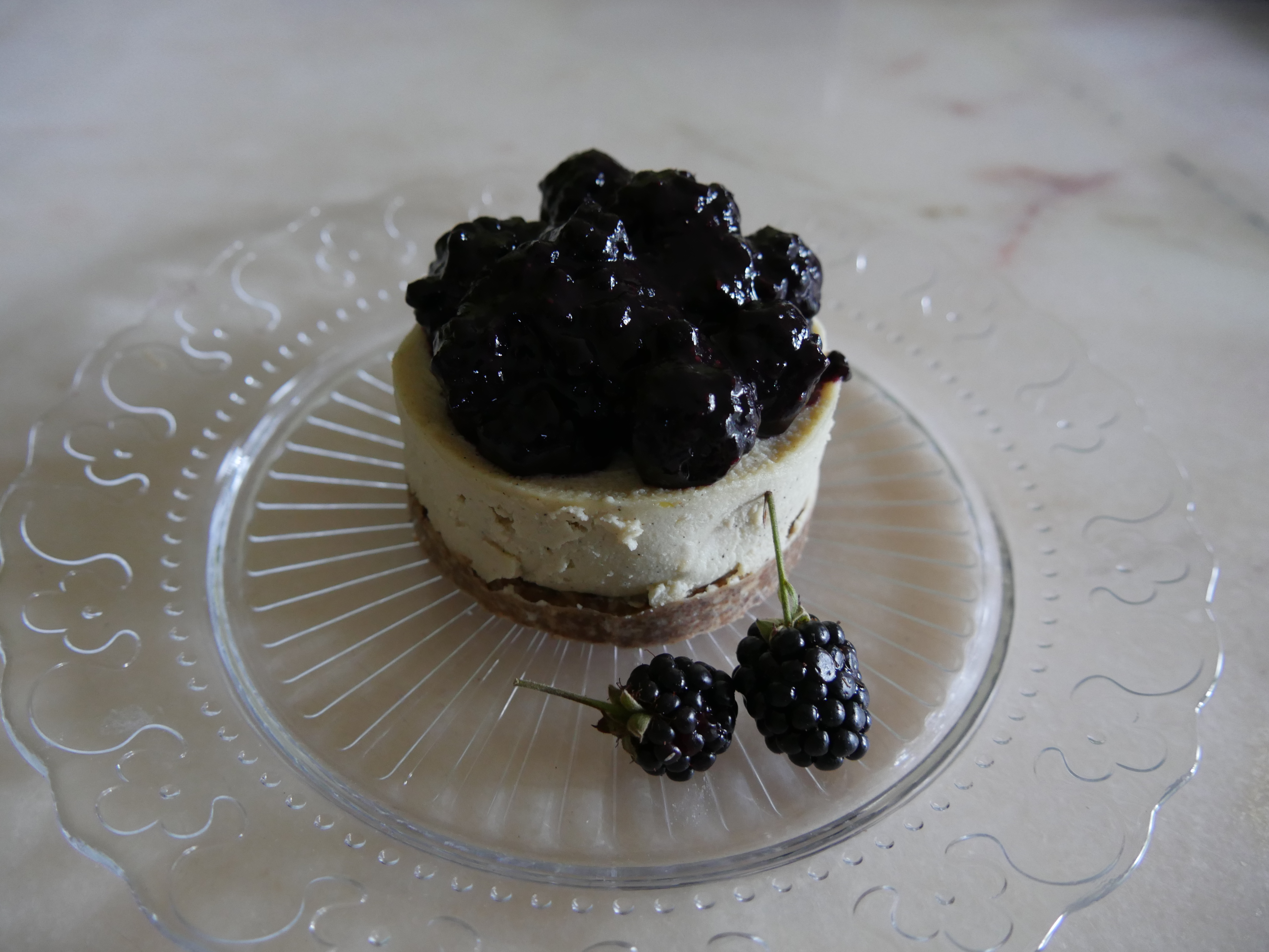 Raw Cultured Cashew Cheesecake with Blackberry Preserves
