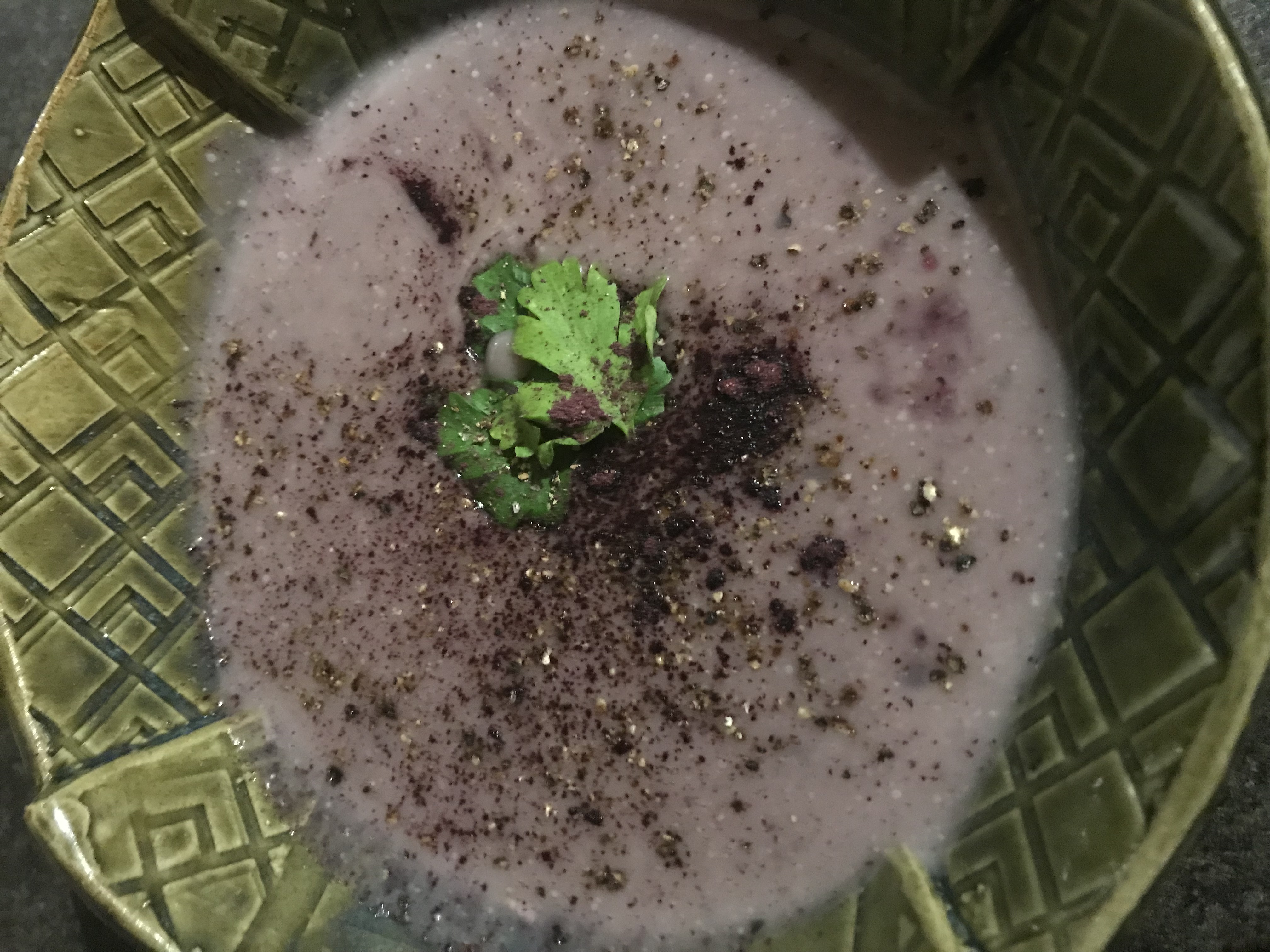 Truffled Leek and Purple Potato Soup