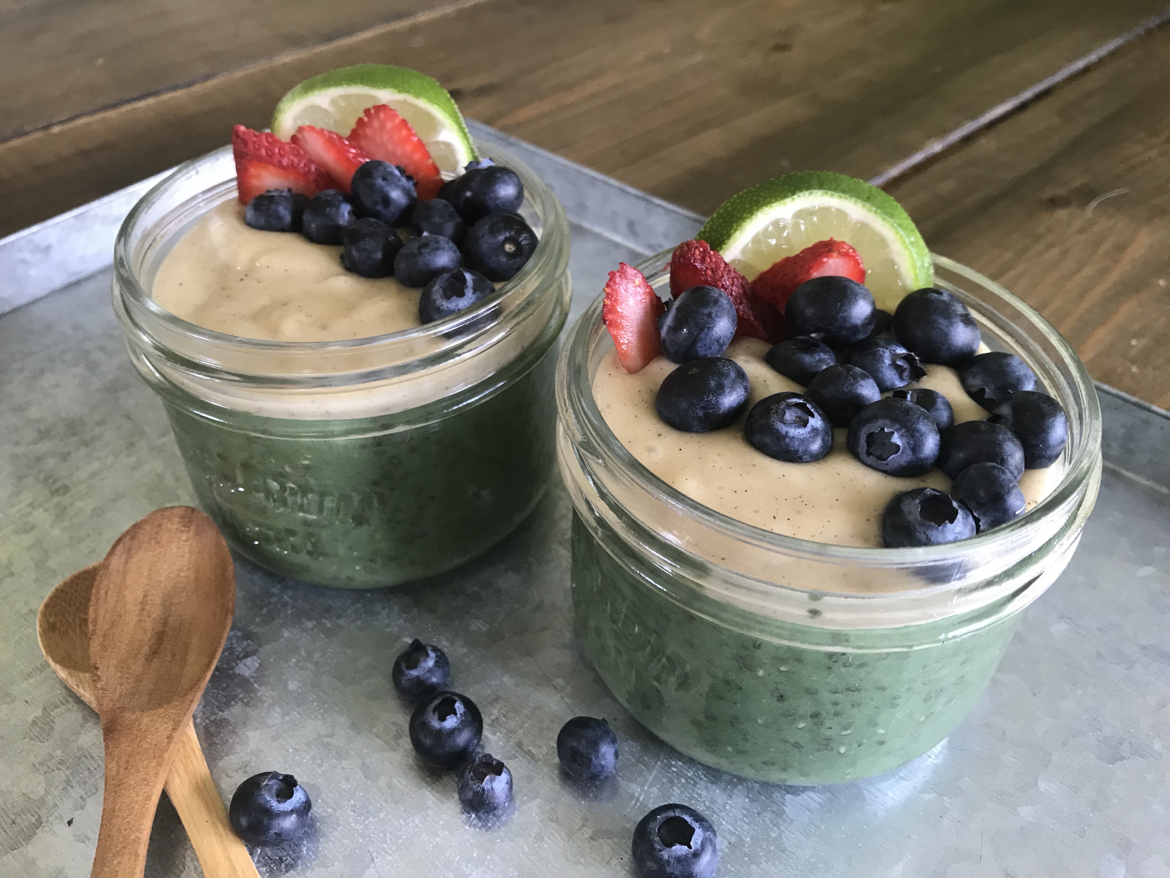 Kale Lime Chia Pots with Cashew Cream